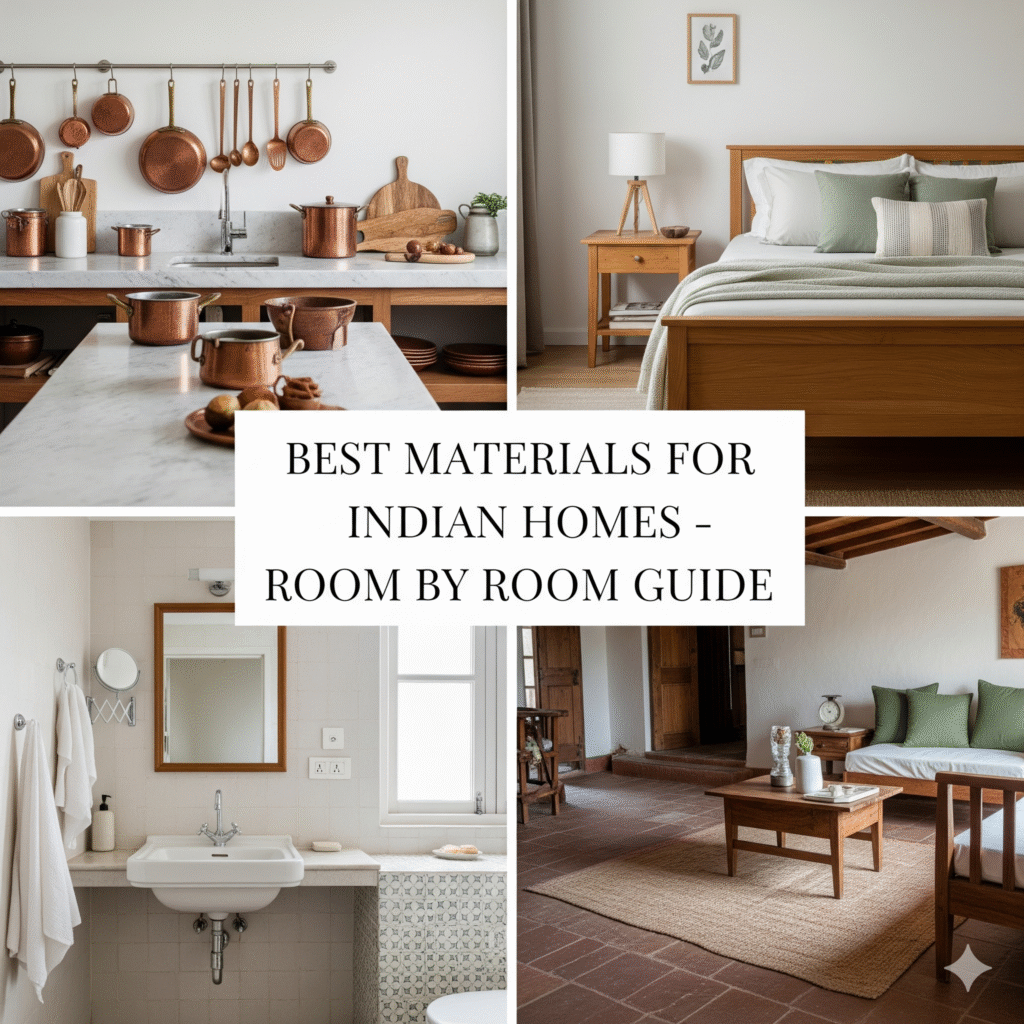 Discover the best materials for Indian homes with Behomly’s expert room-by-room guide. Learn what to use in kitchens, bedrooms, bathrooms, and living rooms for durability, beauty, and budget-friendly design.