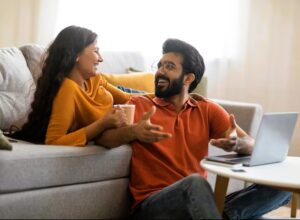 homeowners discussing iinteriors